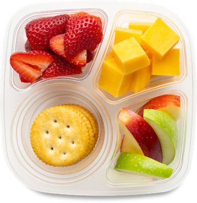 Fresh Cut Strawberries Apples Cheese & Crackers - 8 Oz (510 Cal) - Image 1