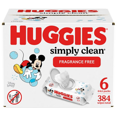 Huggies Simply Clean Fragrance Free Baby Wipes Flip Top Packs - 64 Count -  Safeway