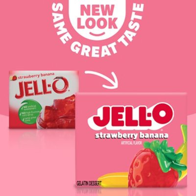 Jell-O Strawberry Banana Gelatin Dessert Mix Box - 3 Oz - Image 1