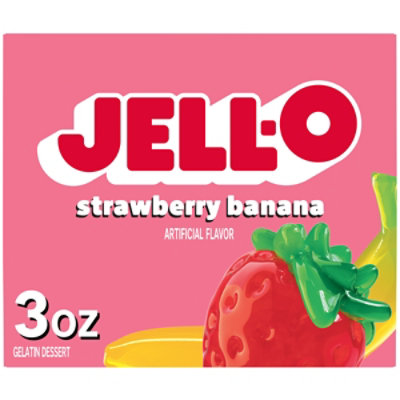 Jell-O Strawberry Banana Gelatin Dessert Mix Box - 3 Oz