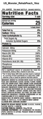 Monster Energy Rehab Peach Tea Energy + Tea Energy Drink - 15.5 Fl. Oz. - Image 3