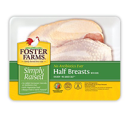 Foster Farms Simply Raised Chicken Breast Halves With Ribs No Antibiotics Ever - 2.50 LB - Image 1