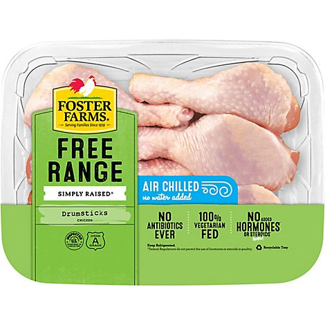 Foster Farms Simply Raised Chicken Drumsticks No Antibiotics Ever - 2.50 LB