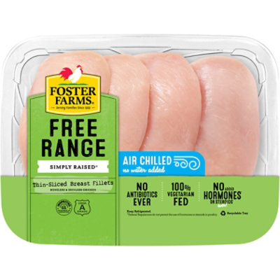 Foster Farms Free Range Thin Sliced Boneless Skinless Chicken Breast Fillets - Lb