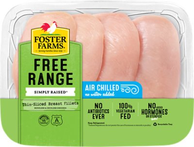 Foster Farms Free Range Thin Sliced Boneless Skinless Chicken Breast Fillets - Lb - Image 1