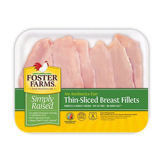 Foster Farms Simply Raised Thin-Sliced Breast Fillets - 1.25 Lbs.