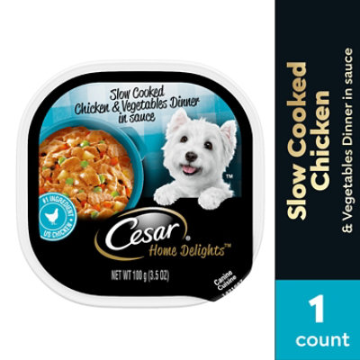 Cesar Home Delights Slow Cooked Chicken And Vegetables Dinner In Sauce Adult Wet Dog Food - 3.5 Oz - Image 1