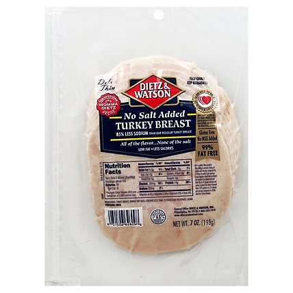 Dietz & Watson Turkey Breast Deli Thin No Salt Added - 7 Oz - Image 1