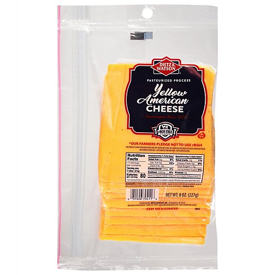 Dietz & Watson Cheese American Sliced Pasteurized - 8 Oz