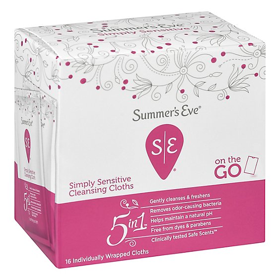 Summers Eve Cleansing Cloths Simply Sensitive - 16 Count