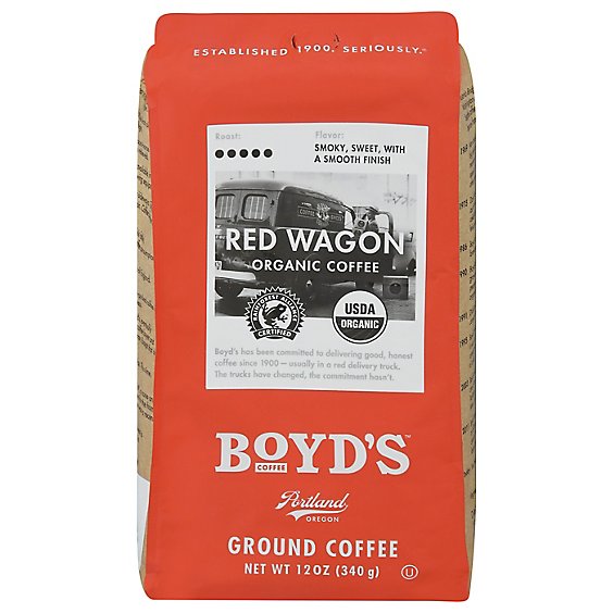 Boyds Coffee Organic Ground Red Wagon - 12 Oz