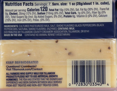 Tillamook Farmers' Collection Smoked Black Pepper White Cheddar Cheese Block - 7 Oz - Image 7