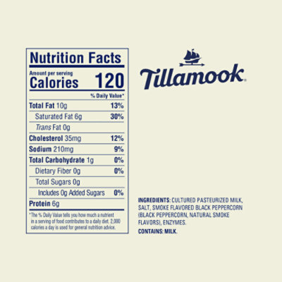 Tillamook Farmers' Collection Smoked Black Pepper White Cheddar Cheese Block - 7 Oz - Image 7