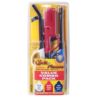Click n Flame Value Pack Lighters - 4 Pack - Image 1