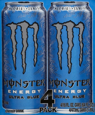 Monster Energy Drink Zero Sugar Ultra Blue - 4-16 Fl. Oz. - Image 2
