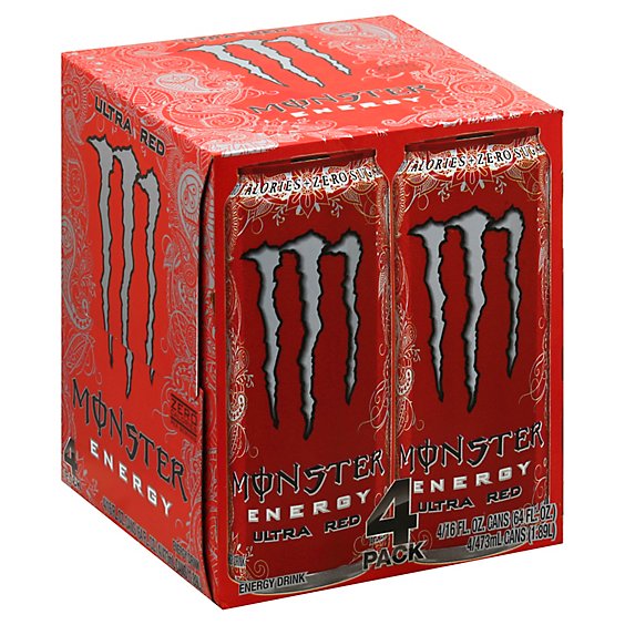 ilt Bedrift skyld Monster Energy Drink Zero Sugar Ultra Red - 4-16 Fl. Oz. - Shaw's