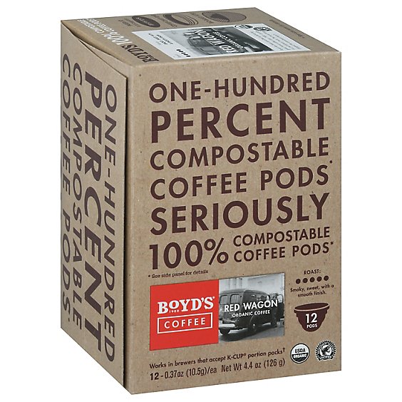 Boyds Coffee Coffee Pods Red Wagon Organic Coffee - 12-0.37 Oz