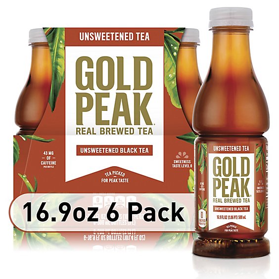 Gold Peak Tea Black Iced Tea Unsweetened - 6-16.9 Fl. Oz.