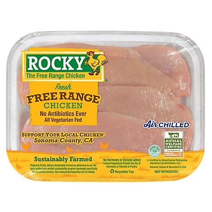 Rocky Free Range Thin Sliced Boneless Skinless Chicken Breast - 1.25 Lbs. - Image 1