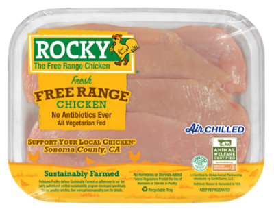 Rocky Free Range Thin Sliced Boneless Skinless Chicken Breast - 1.25 Lbs.