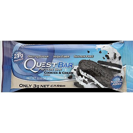 Quest Bar Protein Bar Gluten-Free Cookies & Cream - 2.12 Oz - Image 2