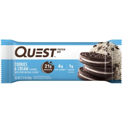 Quest Bar Protein Bar Gluten-Free Cookies & Cream - 2.12 Oz - Image 1