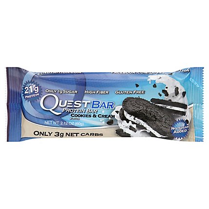 Quest Bar Protein Bar Gluten-Free Cookies & Cream - 2.12 Oz - Image 1