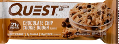 Quest Bar Protein Bar Gluten-Free Chocolate Chip Cookie Dough - 2.12 Oz - Image 2