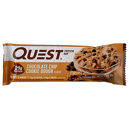Quest Bar Protein Bar Gluten-Free Chocolate Chip Cookie Dough - 2.12 Oz - Image 1