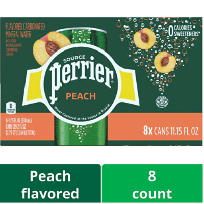 Perrier Peach Flavored Carbonated Mineral Water Can 8 count - 11.15FL OZ