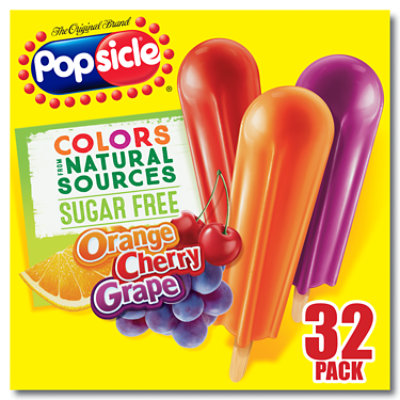 Popsicle Ice Pops Sugar Free Orange Cherry Grape - 32 Count - Image 1