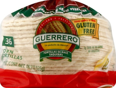Guerrero Tortillas Corn Maiz Taqueras Gluten Free Bag 36 Count - 18.9 Oz