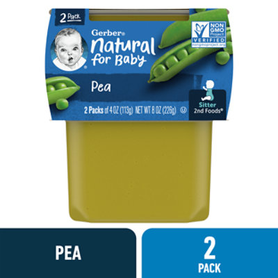 Gerber 2nd Foods Natural Pea Baby Food Tubs - 2-4 Oz