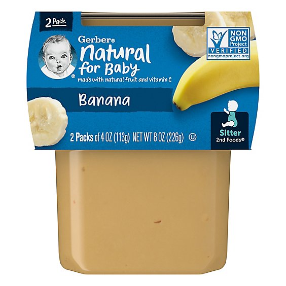 Gerber 2nd Foods Natural Banana Baby Food Tubs - 2-4 Oz