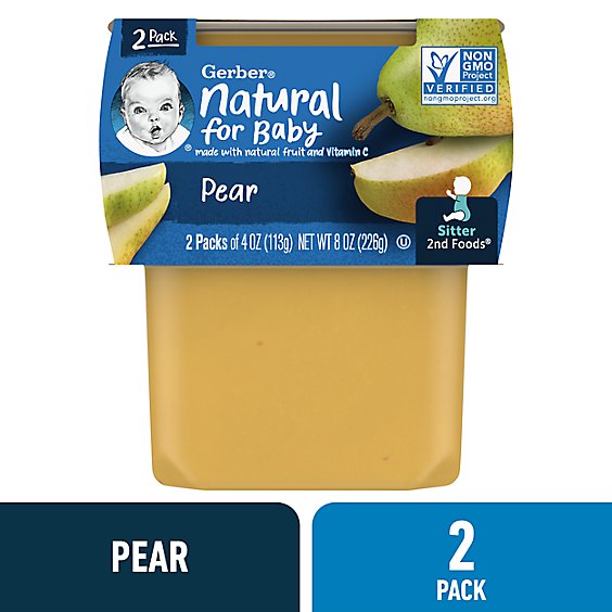 Gerber 2nd Foods Natural Pear Baby Food Tub - 4 2-Oz