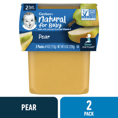 Gerber 2nd Foods Natural For Baby Pear Food Tubs Multipack - 2-4 Oz