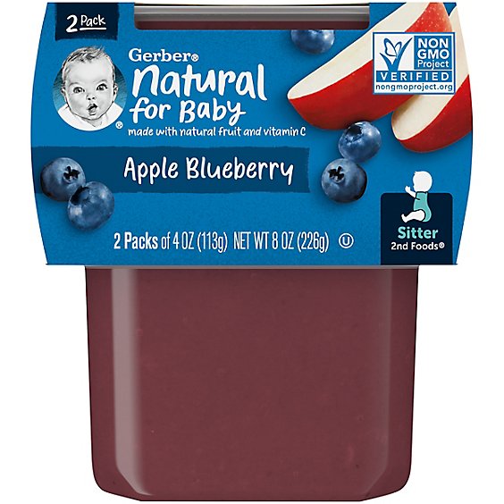 Gerber 2nd Foods Natural Apple Blueberry Baby Food Tub - 2-4 Oz