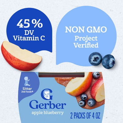 Gerber 2nd Foods Natural Apple Blueberry Baby Food Tub - 2-4 Oz - Image 2