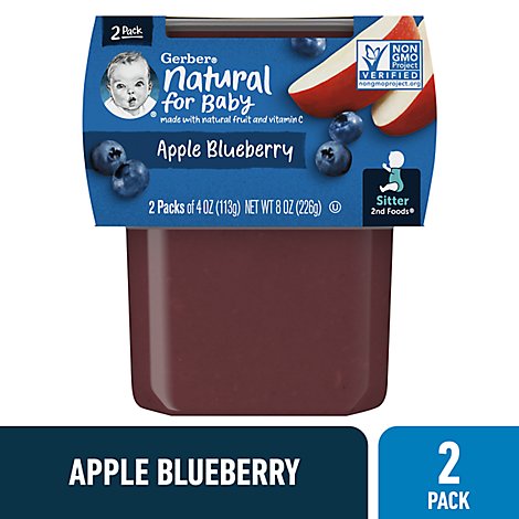 Gerber 2nd Foods Natural Apple Blueberry Baby Food Tubs - 2-4 Oz