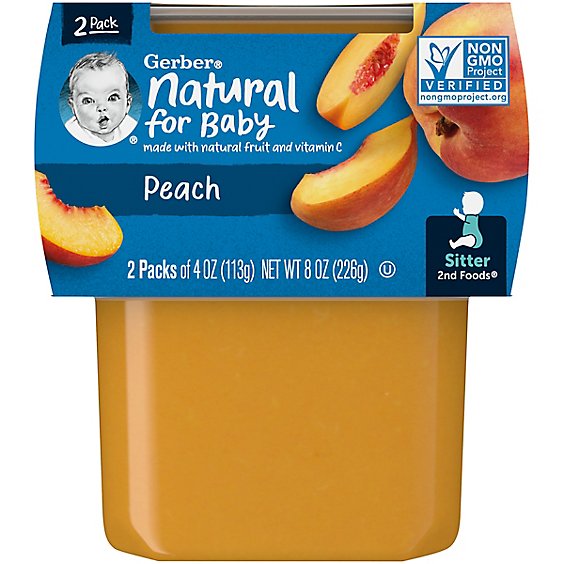 Gerber 2nd Foods Natural Peach Baby Food Tub - 2-4 Oz