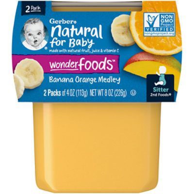 Gerber 2nd Foods Baby Food Sitter Banana Orange Medley Count - 2-4 Oz