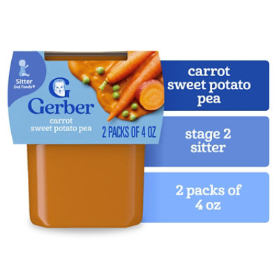 Gerber 2nd Foods Carrot Sweet Potato Pea Tubs Multipack - 2-4 Oz - Image 1