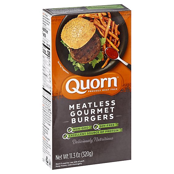 Quorn Meatless Burgers Gourmet Non GMO Soy Free 4 Count - 11.3 Oz