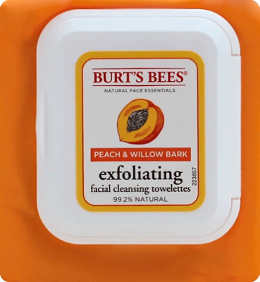 Burts Bees Facial Cleansing Towelettes Peach & Willow Bark Exfoliating - 25 Count - Image 2