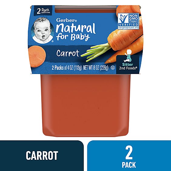 Gerber 2nd Foods Natural Carrots Baby Food Tubs - 2-4 Oz