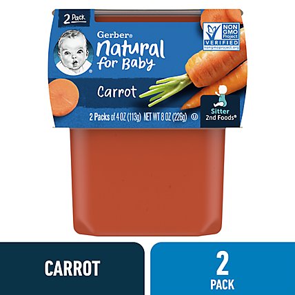 Gerber 2nd Foods Natural Carrots Baby Food Tubs - 2-4 Oz - Image 1