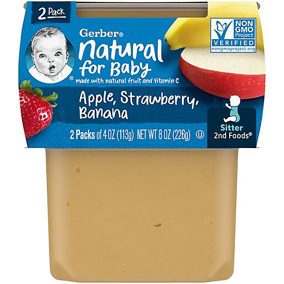 Gerber 2nd Foods Natural Apple Strawberry Banana Baby Food Tub - 2-4 Oz