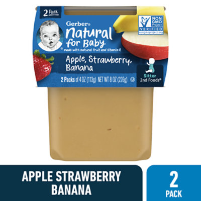 Gerber 2nd Foods Natural Apple Strawberry Banana Baby Food Tub - 2-4 Oz