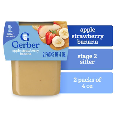 Gerber 2nd Foods Natural Apple Strawberry Banana Baby Food Tub - 2-4 Oz - Image 1