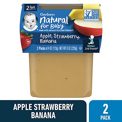 Gerber 2nd Foods Natural Apple Strawberry Banana Baby Food Tub - 2-4 Oz - Image 1